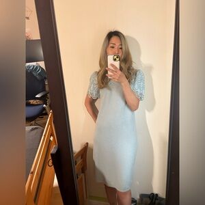 Blue warmer fits larger than other dresses really cute mint condition worn once